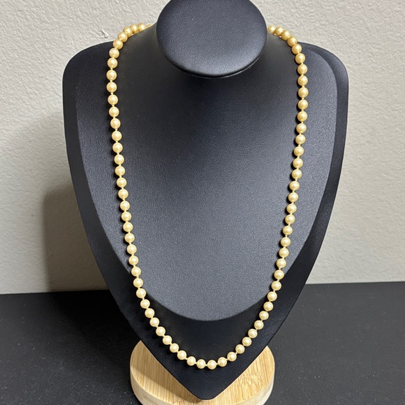 Monet Vintage Elegant Pearl Gold Tone Knotted Beaded Necklace - Picture 1 of 9